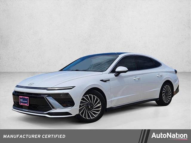 Serenity White 2025 Hyundai Sonata Hybrid Limited FWD Sedan Front-Wheel Drive Automatic