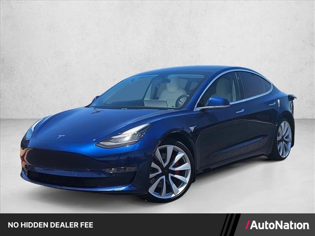 Blue 2018 Tesla Model 3 Sedan All-Wheel Drive 1-Speed Automatic