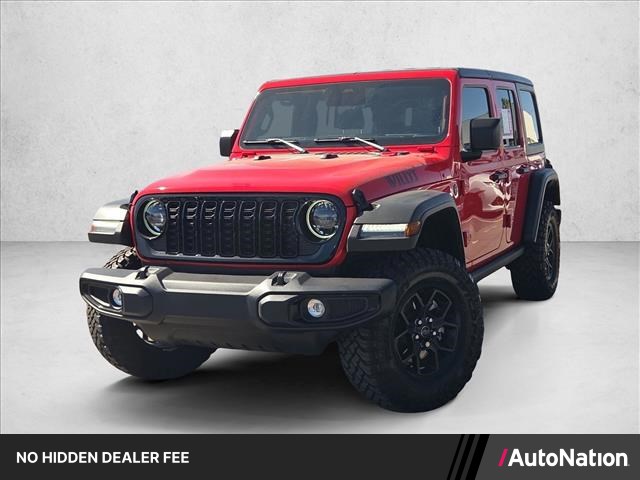 Firecracker Red Clearcoat 2025 Jeep Wrangler Willys 4-Door 4WD SUV / Crossover Four-Wheel Drive 8-Speed Automatic
