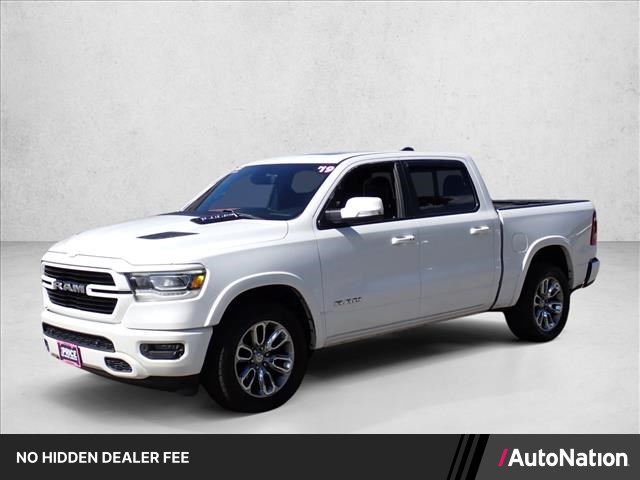 Ivory White Tri-Coat Pearlcoat 2019 RAM 1500 Laramie Crew Cab 4WD Pickup Truck Four-Wheel Drive 8-Speed Automatic