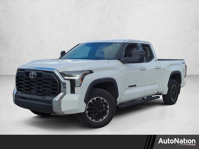 White 2023 Toyota Tundra SR5 Double Cab 4WD Pickup Truck Four-Wheel Drive Automatic