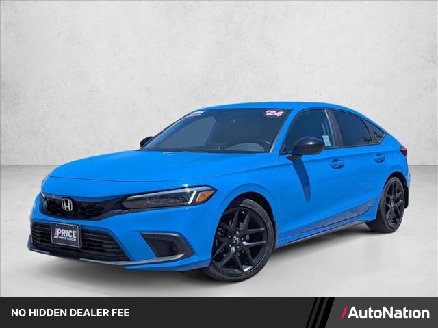 Blue 2024 Honda Civic Hatchback Sport FWD Hatchback Front-Wheel Drive Automatic