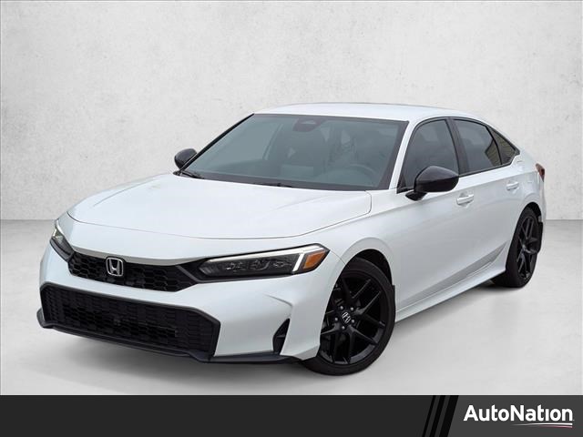 Platinum White Pearl 2025 Honda Civic Sport FWD Sedan Front-Wheel Drive Automatic
