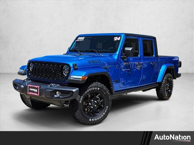 Hydro Blue Pearlcoat 2024 Jeep Gladiator Willys Crew Cab 4WD Pickup Truck Four-Wheel Drive 8-Speed Automatic