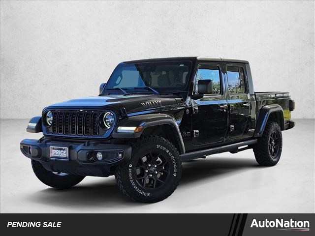 Black Clearcoat 2024 Jeep Gladiator Willys Crew Cab 4WD Pickup Truck Four-Wheel Drive 8-Speed Automatic