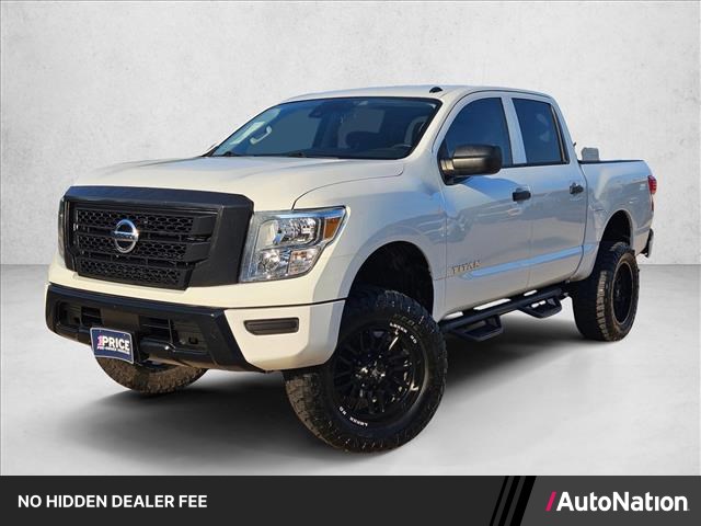 Glacier White 2021 Nissan Titan S Crew Cab 4WD Pickup Truck Four-Wheel Drive Automatic