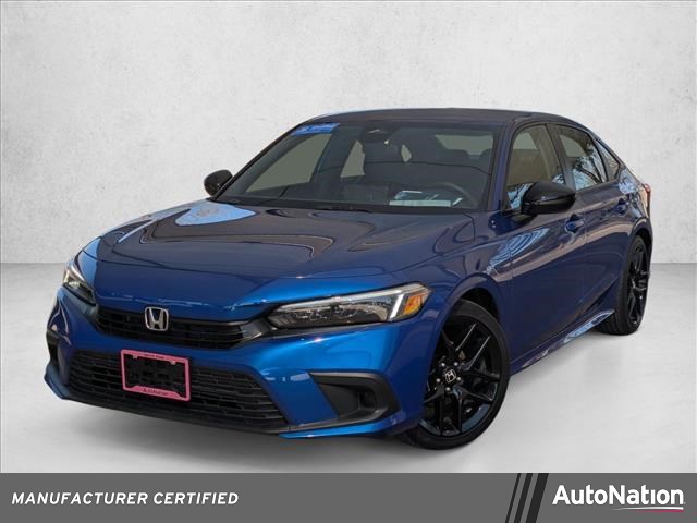 Aegean Blue Metallic 2024 Honda Civic Sport FWD Sedan Front-Wheel Drive Continuously Variable Transmission