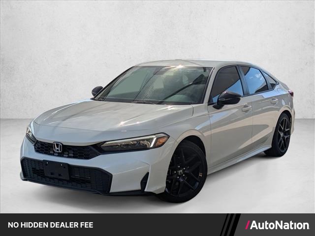 Platinum White Pearl 2025 Honda Civic Sport FWD Sedan Front-Wheel Drive Continuously Variable Transmission