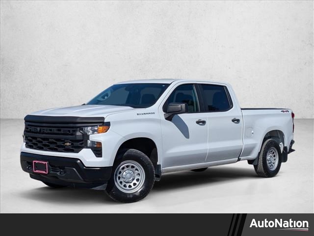 Summit White 2023 Chevrolet Silverado 1500 Work Truck Crew Cab 4WD Pickup Truck Four-Wheel Drive 8-Speed Automatic