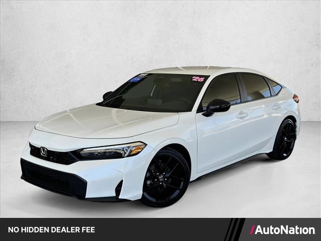 Platinum White Pearl 2026 Honda Civic Hatchback Sport FWD Hatchback Front-Wheel Drive Continuously Variable Transmission