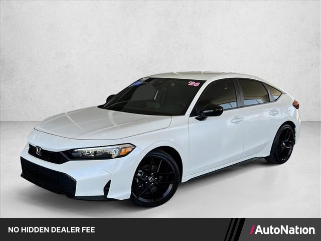 Platinum White Pearl 2026 Honda Civic Hatchback Sport FWD Hatchback Front-Wheel Drive Automatic