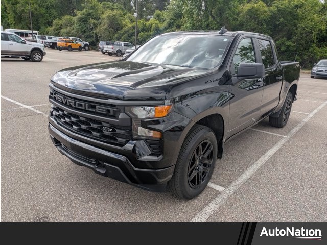 Black 2024 Chevrolet Silverado 1500 Custom Crew Cab 4WD Pickup Truck Four-Wheel Drive 8-Speed Automatic