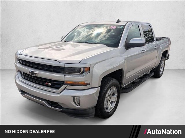 Silver Ice Metallic 2018 Chevrolet Silverado 1500 Pickup Truck Four-Wheel Drive 6-Speed Automatic