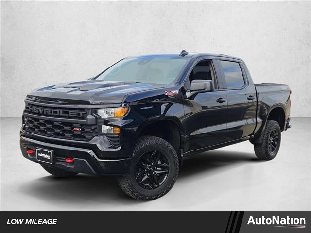 Black 2026 Chevrolet Silverado 1500 Custom Trail Boss Crew Cab 4WD Pickup Truck Four-Wheel Drive Automatic