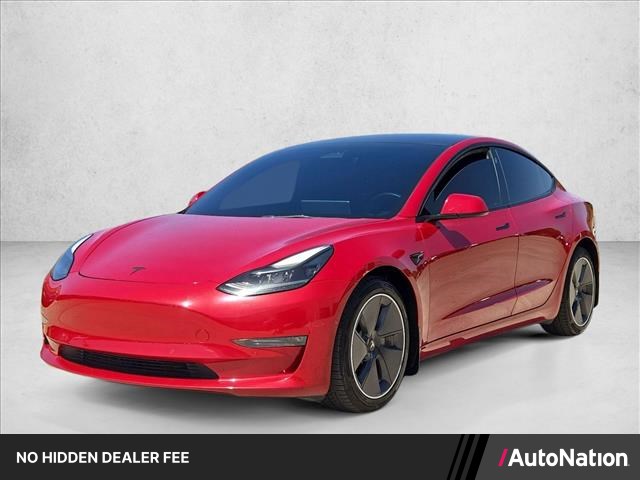 Red 2022 Tesla Model 3 Sedan All-Wheel Drive Automatic