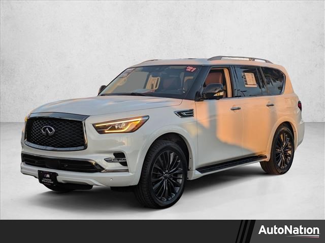 Moonstone White 2021 INFINITI QX80 Premium Select 4WD SUV / Crossover All-Wheel Drive Automatic