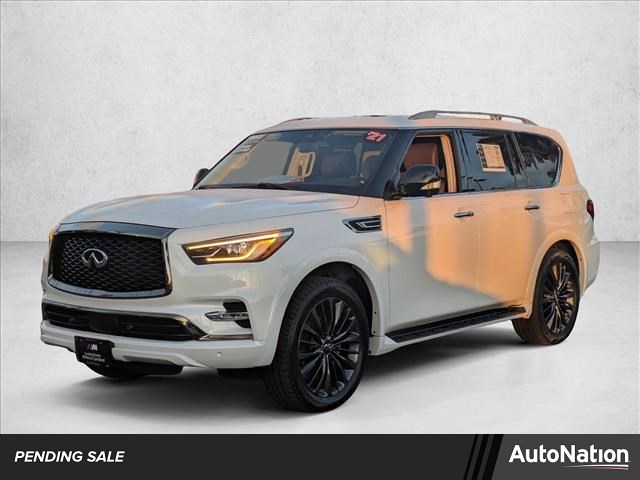 Moonstone White 2021 INFINITI QX80 Premium Select 4WD SUV / Crossover All-Wheel Drive Automatic