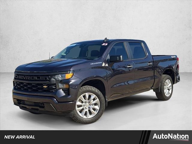 Dark Ash Metallic 2023 Chevrolet Silverado 1500 Custom Crew Cab 4WD Pickup Truck Four-Wheel Drive 8-Speed Automatic