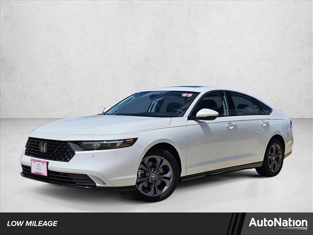 Gray (Platinum White Pea) 2025 Honda Accord Hybrid EX-L FWD Sedan Front-Wheel Drive Automatic