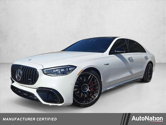 Manufaktur Moonlight White Metallic 2024 Mercedes-Benz S-Class AMG S 63 E Performance 4MATIC Sedan All-Wheel Drive Automatic