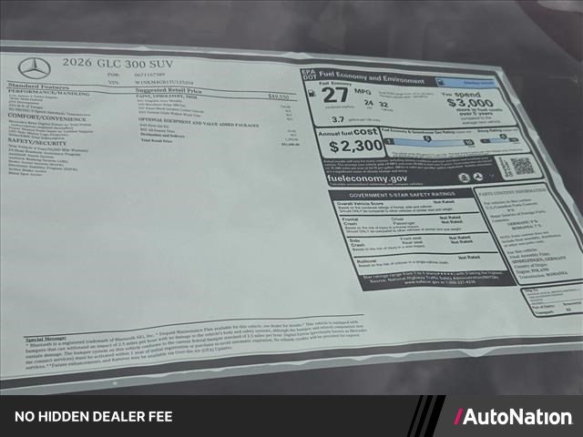 Gray (Graphite Grey Metallic) 2026 Mercedes-Benz GLC SUV / Crossover Rear-Wheel Drive Automatic