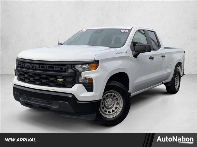 Summit White 2023 Chevrolet Silverado 1500 Work Truck Double Cab RWD Pickup Truck 4X2 8-Speed Automatic