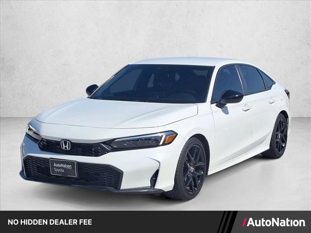 Platinum White Pearl 2025 Honda Civic Sport FWD Sedan Front-Wheel Drive Automatic