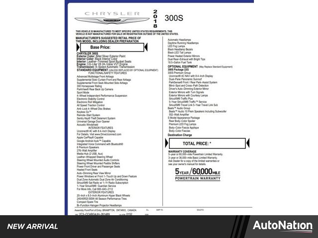 2018 Chrysler 300 S RWD