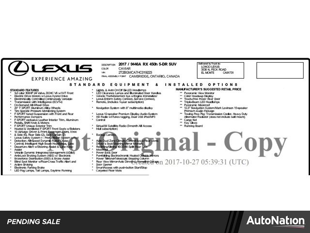 2017 Lexus RX Hybrid 450h F Sport AWD