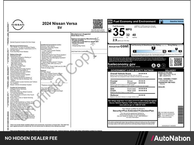  2024 Nissan Versa SV FWD   