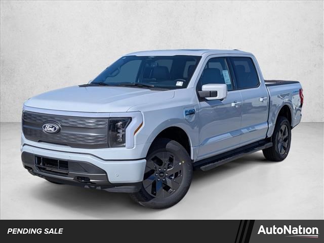Space White Metallic 2025 Ford F-150 Lightning Lariat SuperCrew AWD Pickup Truck All-Wheel Drive 1-Speed Automatic