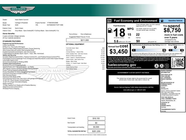 2026 Aston Martin Vantage S Roadster RWD
