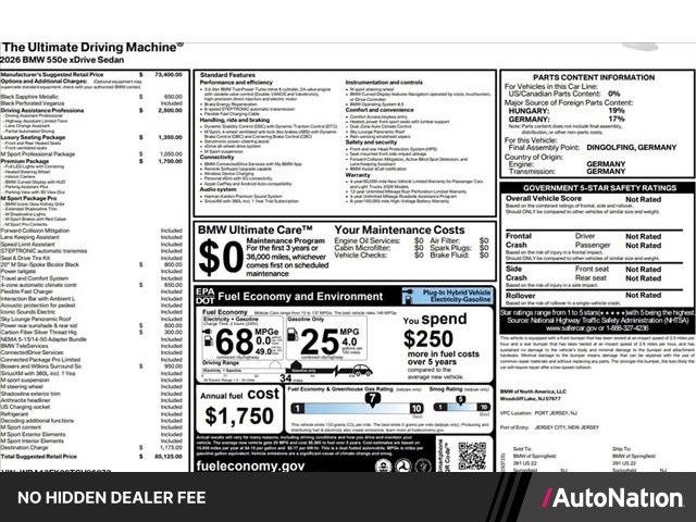 Black 2026 BMW 5 Series Sedan All-Wheel Drive 8-Speed Automatic