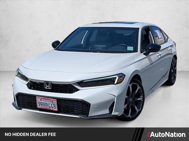 Platinum White Pearl 2025 Honda Civic Hybrid Sedan Front-Wheel Drive Continuously Variable Transmission