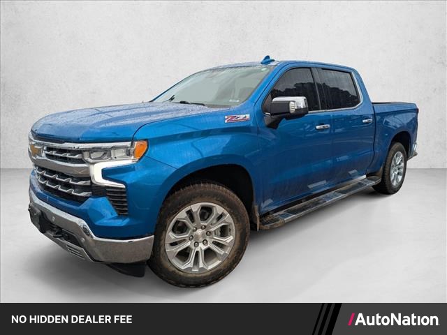 Glacier Blue Metallic 2023 Chevrolet Silverado 1500 LTZ Crew Cab 4WD Pickup Truck Four-Wheel Drive Automatic