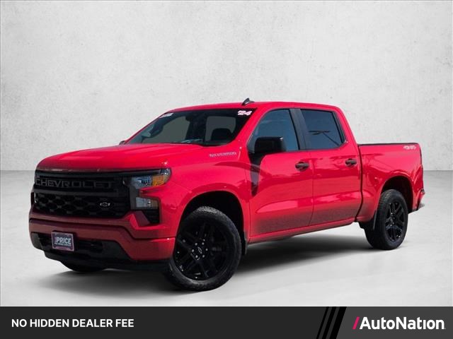 Red Hot 2024 Chevrolet Silverado 1500 Custom Crew Cab 4WD Pickup Truck Four-Wheel Drive 8-Speed Automatic