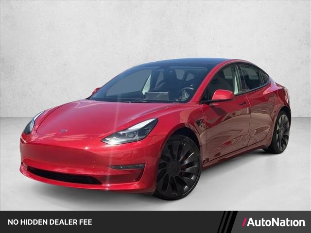 Red Multi-Coat 2023 Tesla Model 3 Sedan All-Wheel Drive Automatic