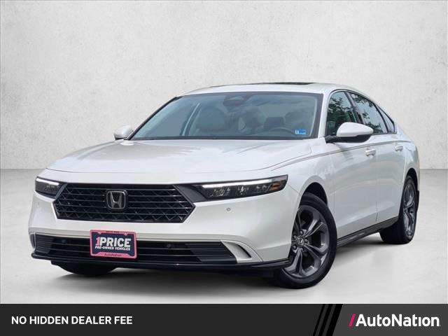 Gray (Platinum White Pea) 2023 Honda Accord Hybrid Sedan Front-Wheel Drive Automatic