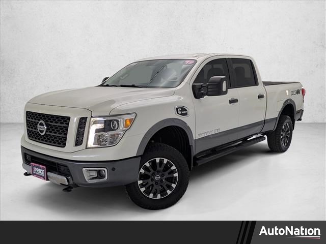 Pearl White 2019 Nissan Titan XD PRO-4X Crew Cab 4WD Pickup Truck Four-Wheel Drive Automatic