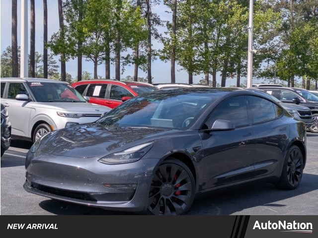 Silver/Gray 2022 Tesla Model 3 Performance AWD Sedan All-Wheel Drive Automatic