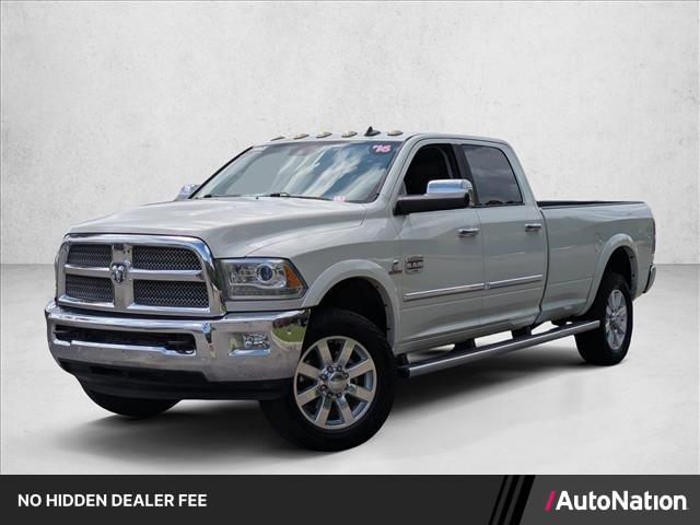 Pearl White 2016 RAM 3500 Laramie Longhorn Crew Cab LB 4WD Pickup Truck Four-Wheel Drive 6-Speed Automatic