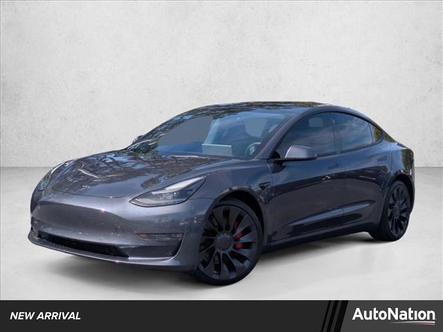 Silver/Gray 2022 Tesla Model 3 Performance AWD Sedan All-Wheel Drive Automatic