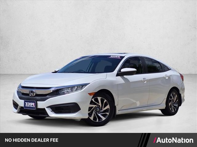 White 2016 Honda Civic EX Sedan Front-Wheel Drive Automatic