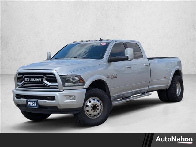 Bright Silver Metallic Clearcoat 2018 RAM 3500 Laramie Limited Crew Cab LB DRW 4WD Pickup Truck Four-Wheel Drive 6-Speed Automatic