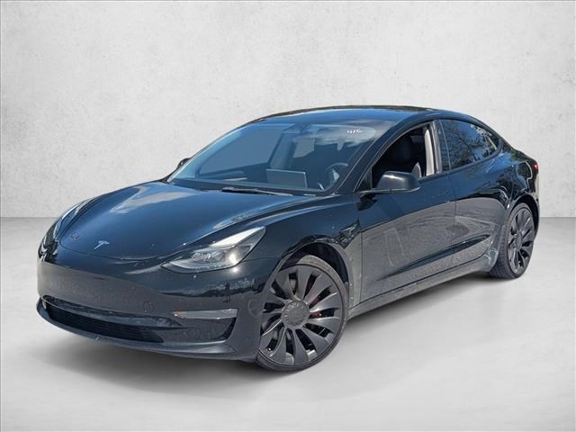 Solid Black 2023 Tesla Model 3 Performance AWD Sedan All-Wheel Drive Automatic