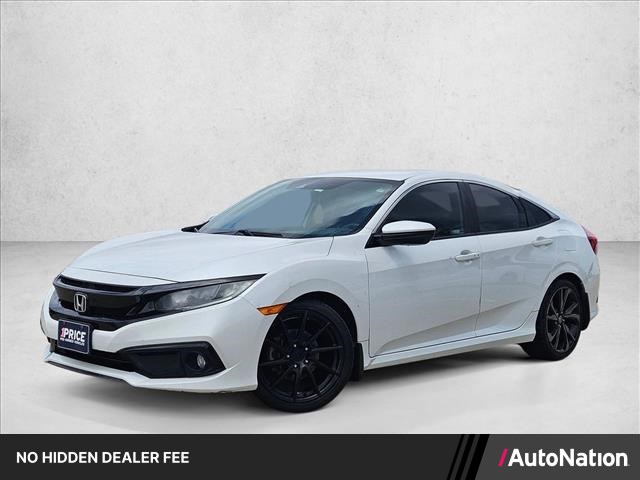 White 2019 Honda Civic Sport FWD Sedan Front-Wheel Drive Automatic