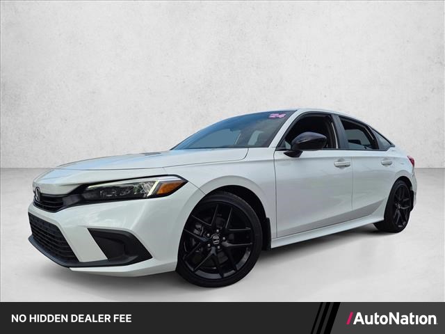 Platinum White Pearl 2024 Honda Civic Sedan Front-Wheel Drive Automatic